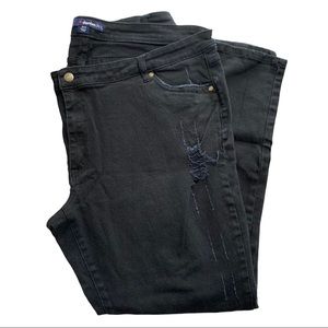 DENIM 24/7 Black Distressed Hi Rise Jeans Sz 20W
